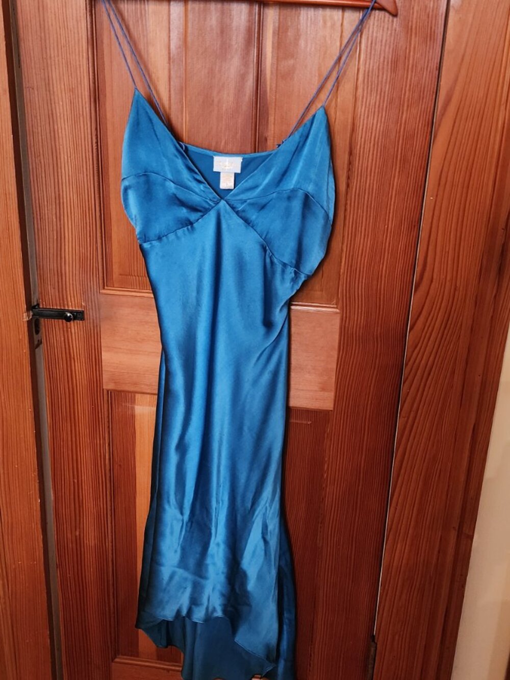 Gorgeous Beaded Sheer Silk Dress. Bias-Cut Underdress Silk Charmeuse.Blue. 8 - Picture 3 of 10